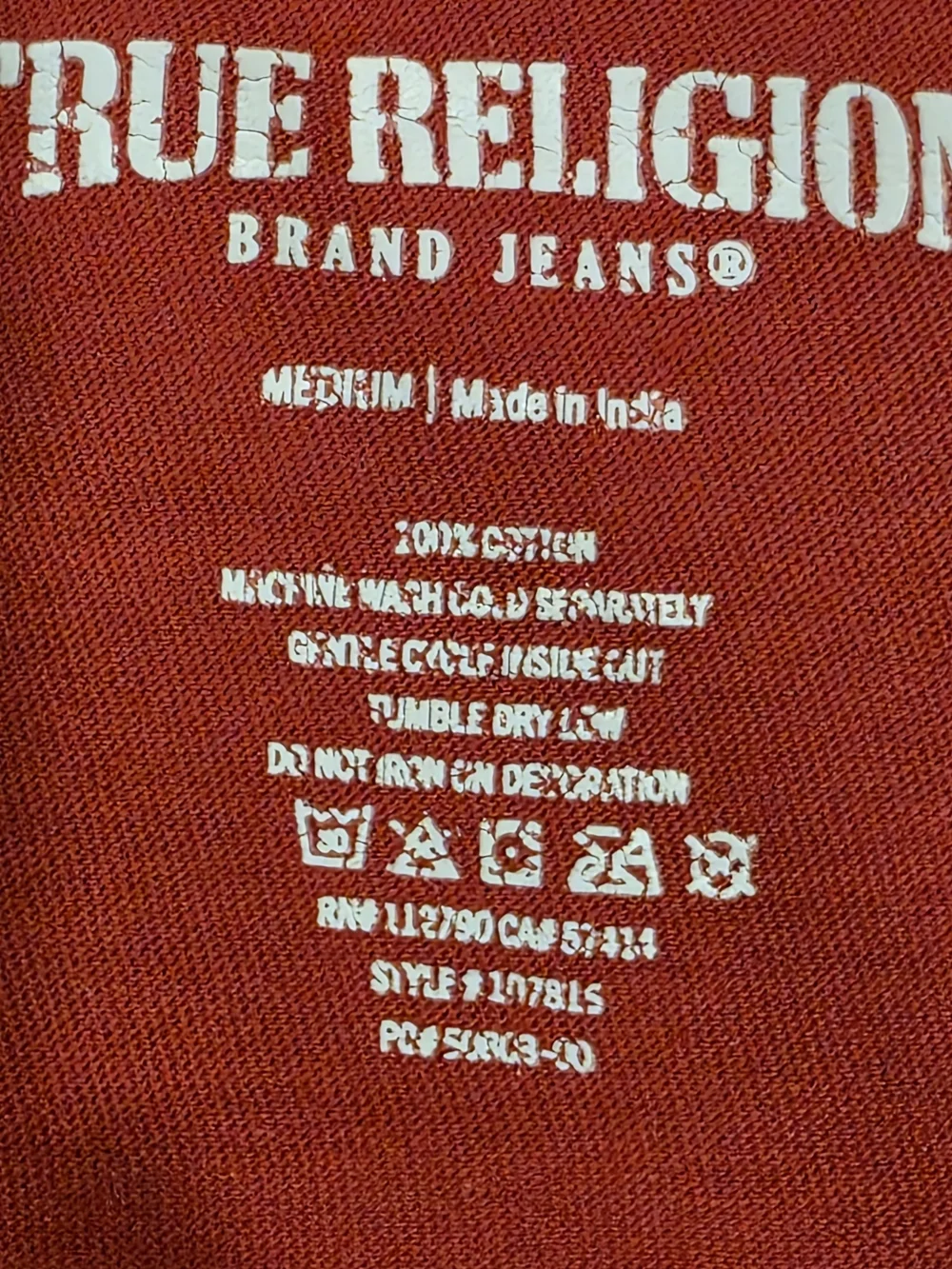 True Religion Men's Red Graphic Logo Crew Neck T-Shirt
